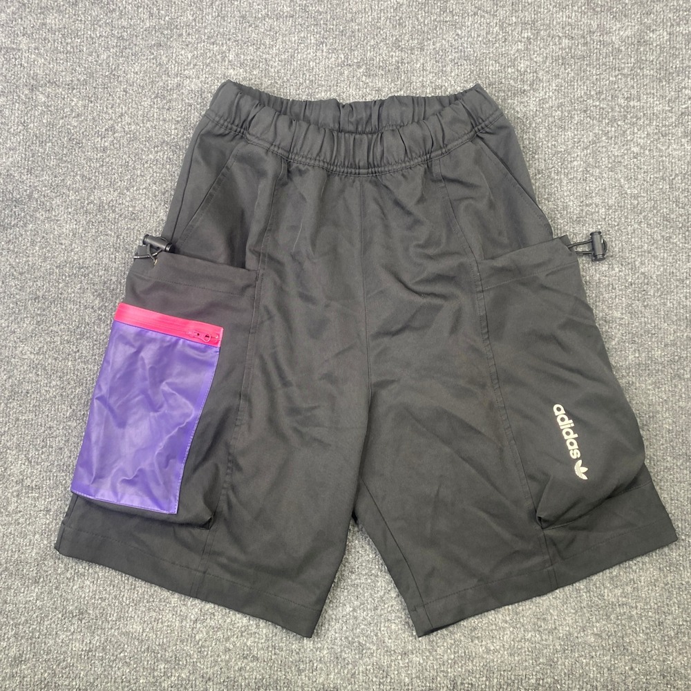 Adidas Originals Mens Cargo Shorts Black Purple Pink HA4740 Small